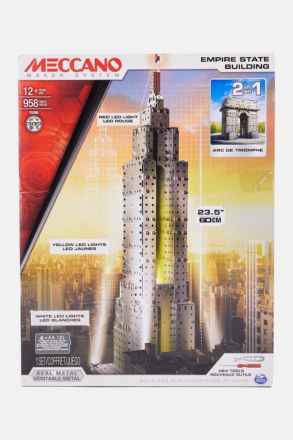 Meccano-Empire State Building And Arc De Triomphe Model Kit, Grey 1