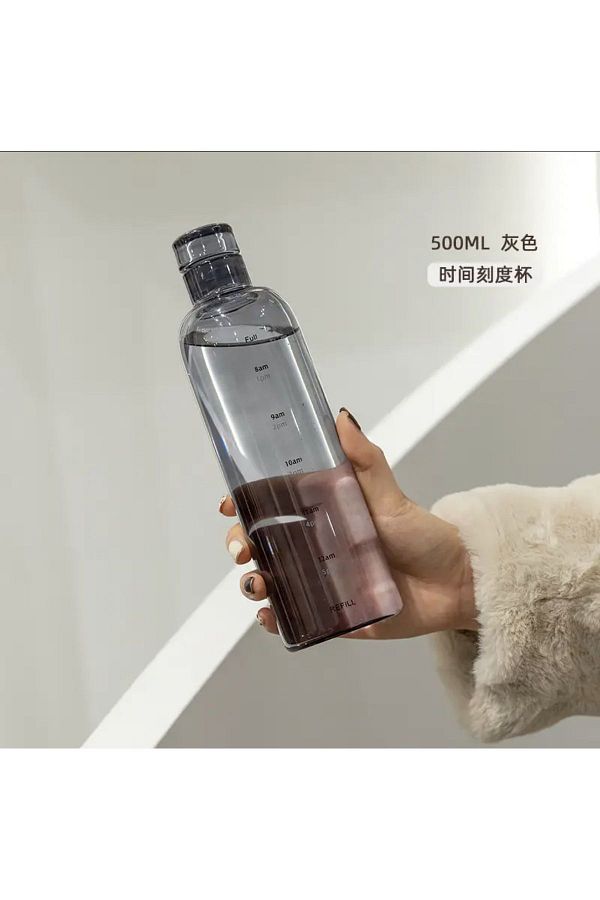 KÜÇÜK EW-Healthy Glass Water Bottle 500ml Motivational Leak Proof Water Bottle Borosilicate Glass 1