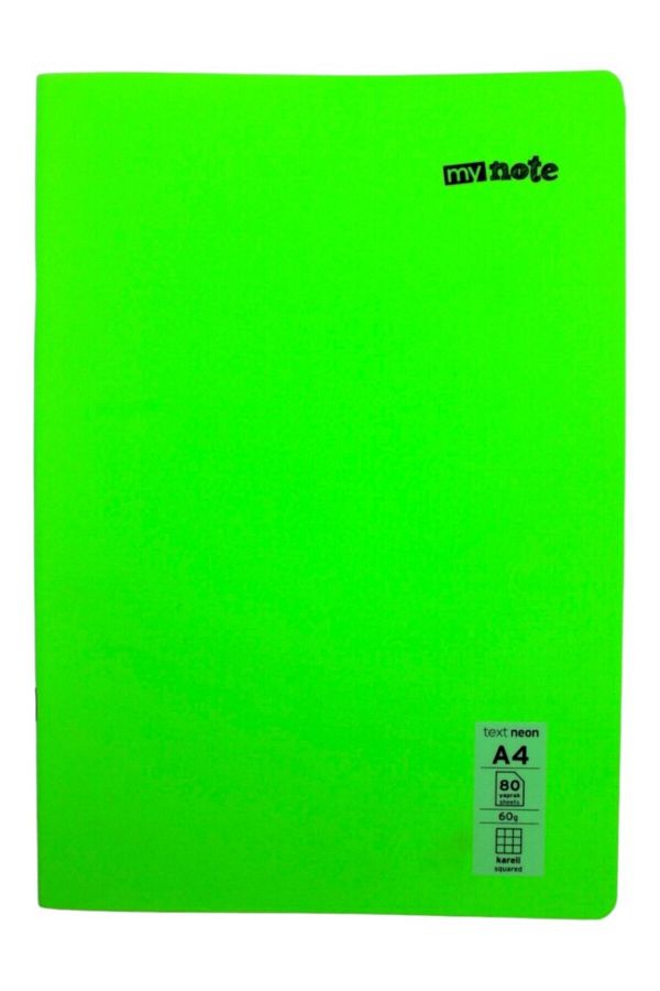 Mynote-Neon A4 80 - Leaf Checkered Plastic Notebook 1