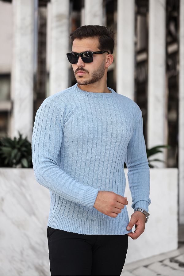 EKZMODA Baby Blue Men s Knitwear Sweater Crew Neck Trendyol