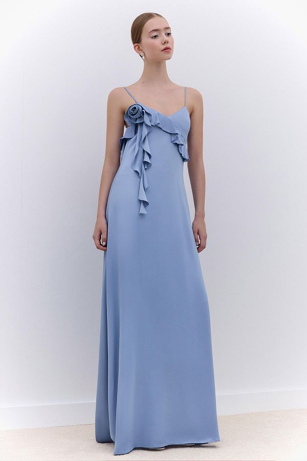 Manuka-Rosalie Blue Strap Evening Dress 1