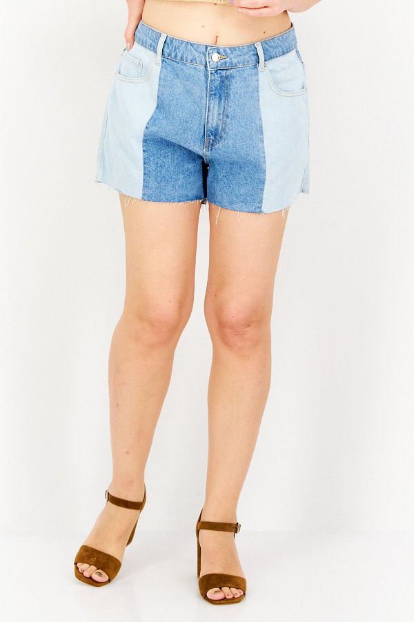 Don t Call Me Jennyfer Women Two Tone Denim Shorts Blue Trendyol