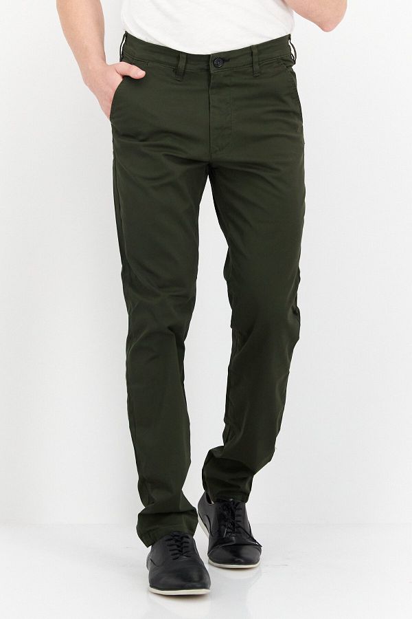 Selected Homme Men Slim Fit Stretchable Solid Chino Pants Olive Trendyol