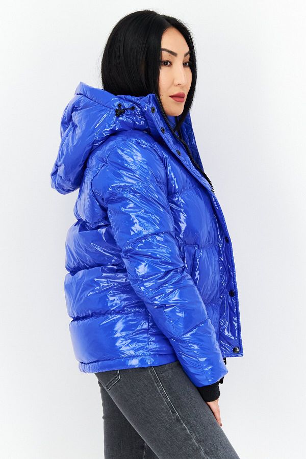 S13 NYC Women Hooded Down Puffer Coat Jacket Blue Trendyol