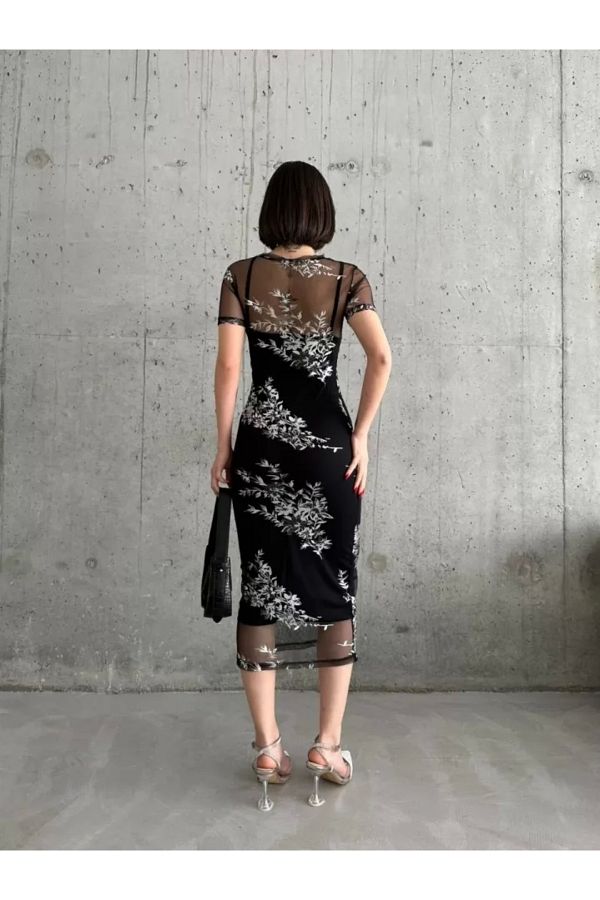 Viyamo Yellow Chiffon Kimono Dress Printed Trendyol