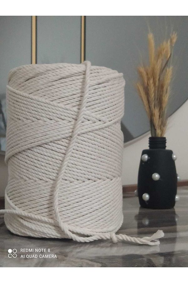 TAHAHAMAK-5 mm 3 Twist 1 κιλό βαμβακερό μακραμέ χρώμα εκρού Hammock Swing Hobby String 1