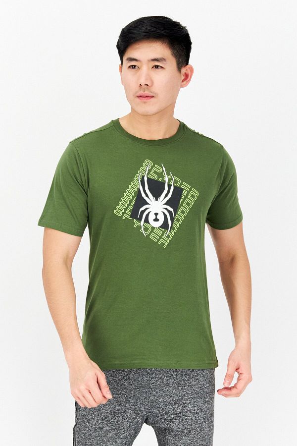 Spyder Men Crew Neck Short Sleeve Graphic Printed T Shirt Sage Green Trendyol