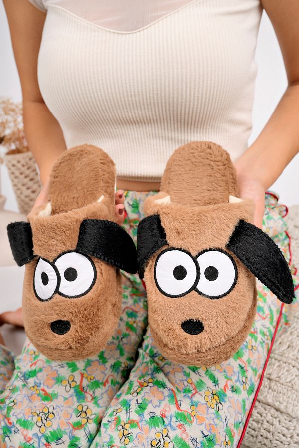 Plush dog slippers shop