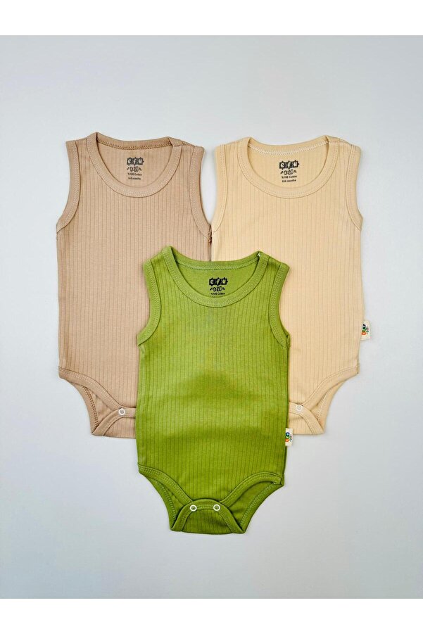 EFU BABY 3'lü Pamuklu Raporlu Askılı Bebek Atlet Body