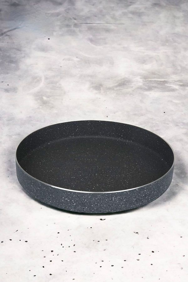 Gerçektrend-Granite Round Baking Tray Gray Color 36 cm 1