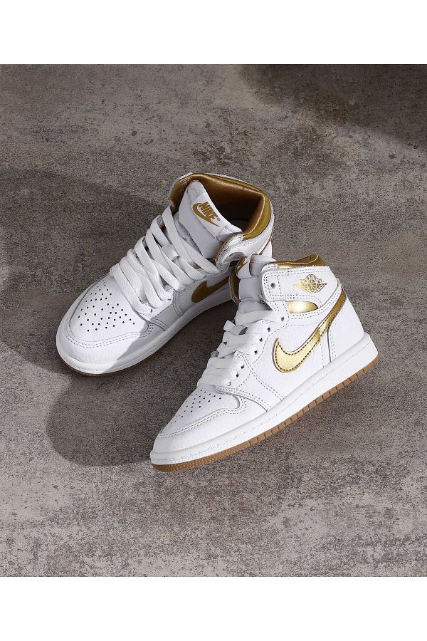 Nike Air Jordan 1 Retro High Og metallic Gold Kids Leather High Top Sneaker Trendyol