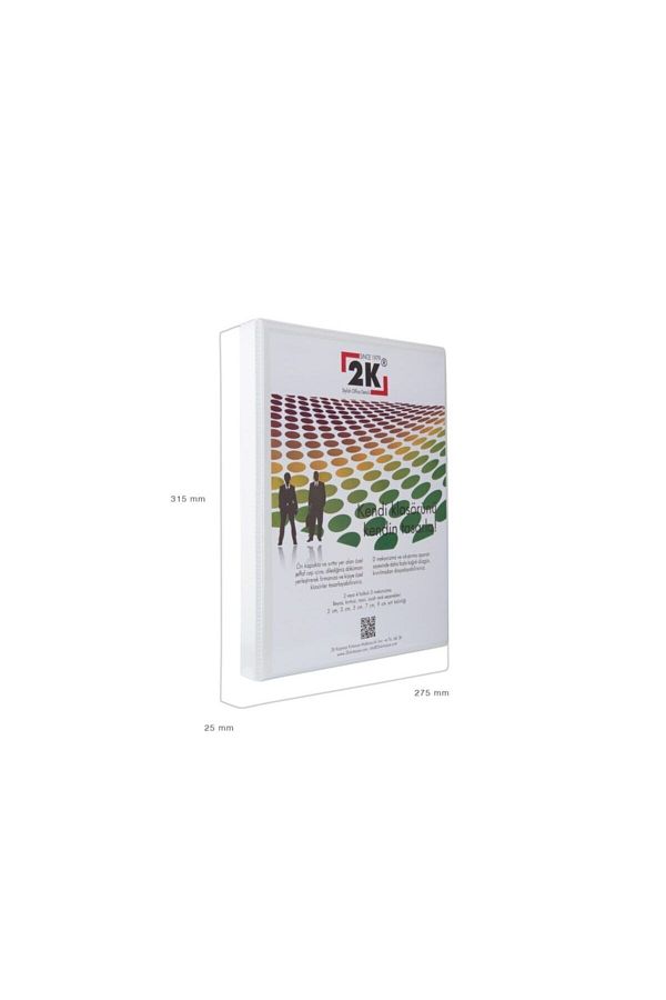 2K-2 cm 2-Ring White Firm Presentation and Document Folder - Clear Pocket, 150 Yp Capacity 1