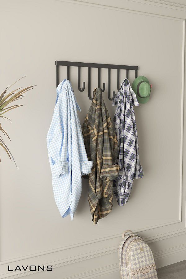 Lavons Metal Decorative Iron Wall Hanger with 9 Hangers for Clothes and Coat Rack Trendyol