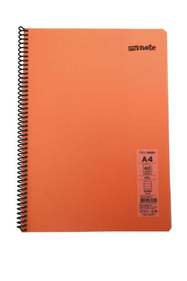 Mynote-Flex A4 60 - Leaf Checkered Spiral Neon Plastic Notebook 1