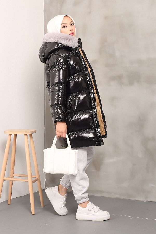Black patent puffer online