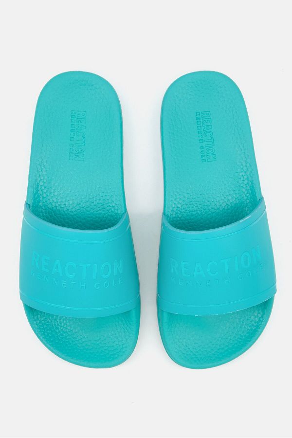 Reaction by Kenneth Cole Women Setia Logo Slip On Slide Slippers Turquoise Trendyol