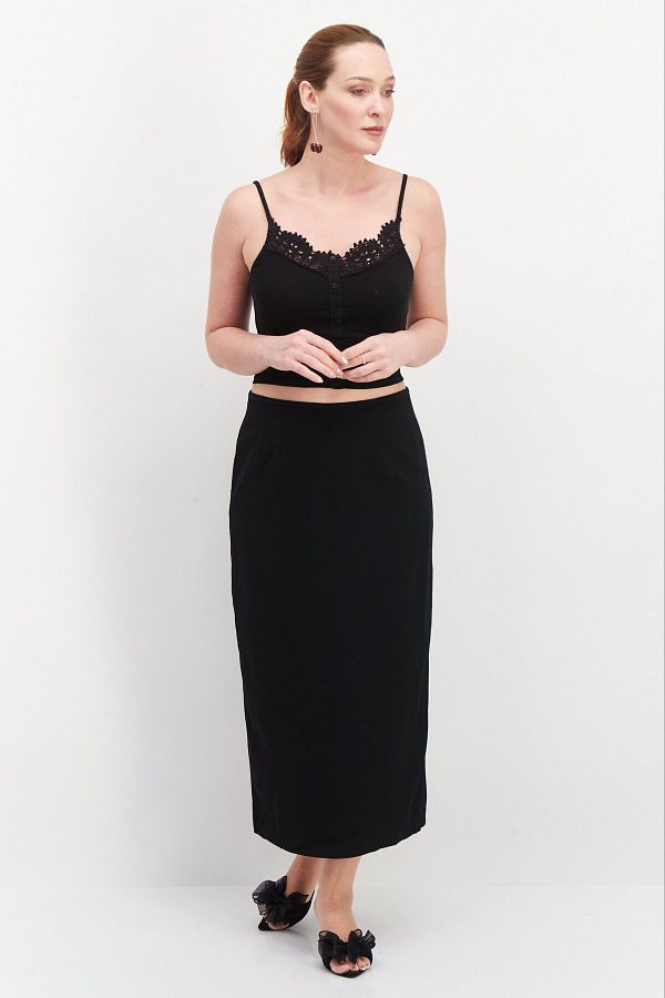 Kasper black midi skirt top