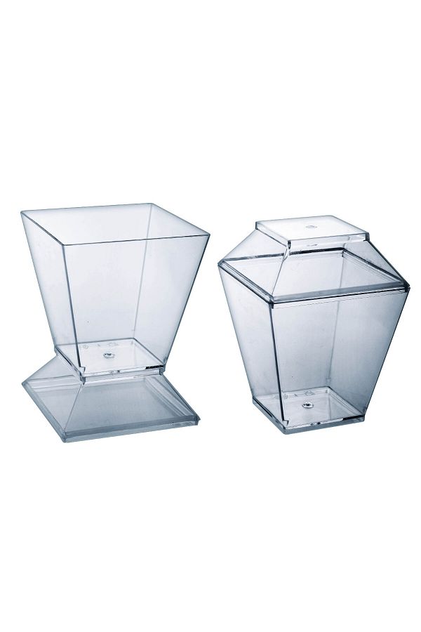Jawad-Dessert Cup Pyramid+Lid 200C+L Polystyrene - 200ml - 8Pcs 1