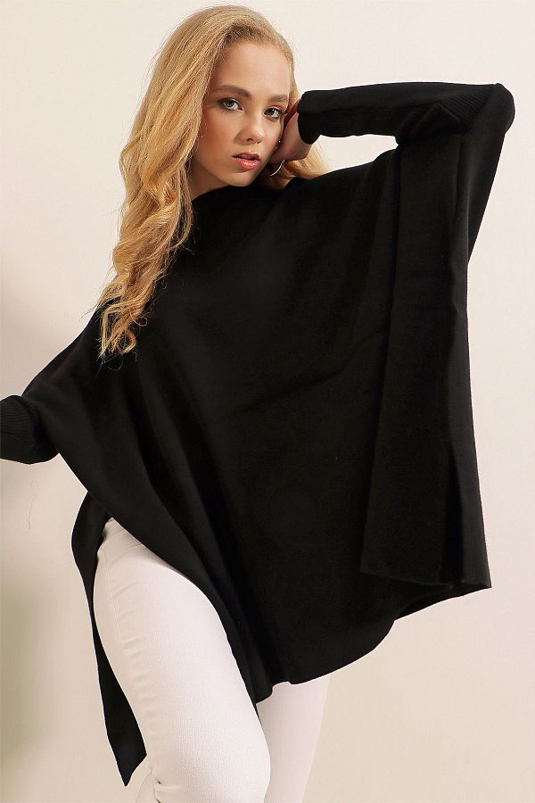 AnkaModa Women s Poncho Sweater Black Trendyol