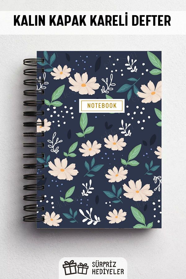 Eldesen Tasarım-A5 Size 160 Sheets - Checked Notebook with Spiral and Thick Cover 1