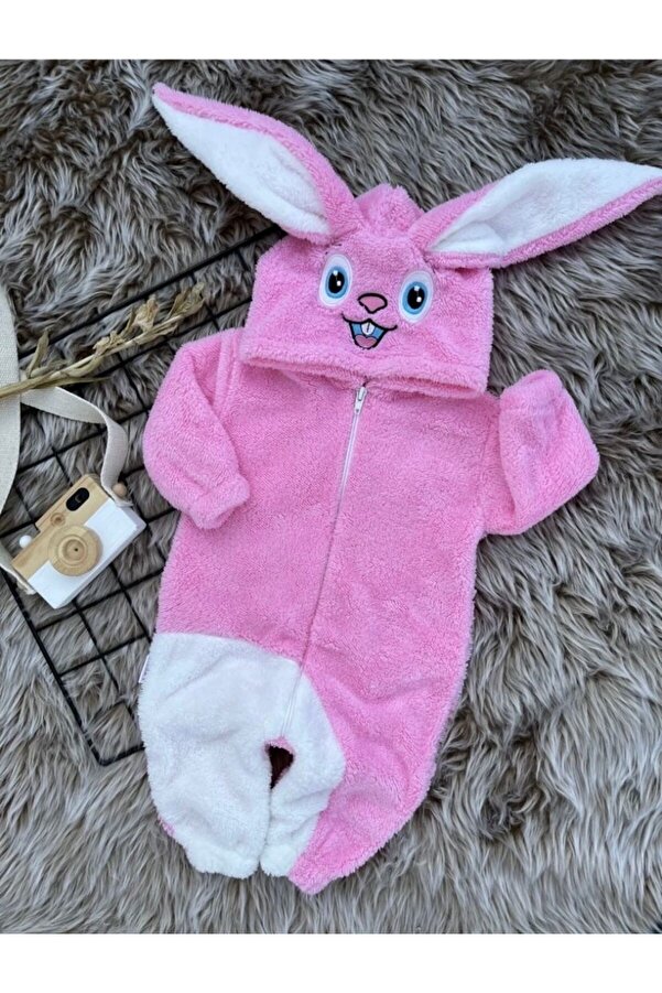 MeaShop Welsoft Peluş Fermuarlı Kışlık Tavşanlı Kız Bebek Uyku Tulumu