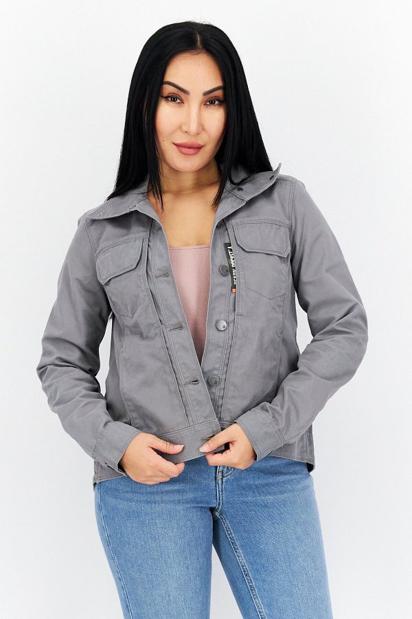 511 Tactical Women Plain Denim Jacket Grey Trendyol