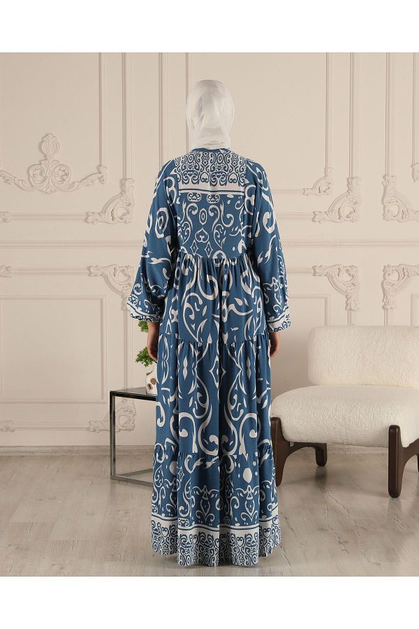 fistan Alacat Dress Hijab Dress Summer Dress Shawl Pattern Dress Water Pattern Dress Trendyol