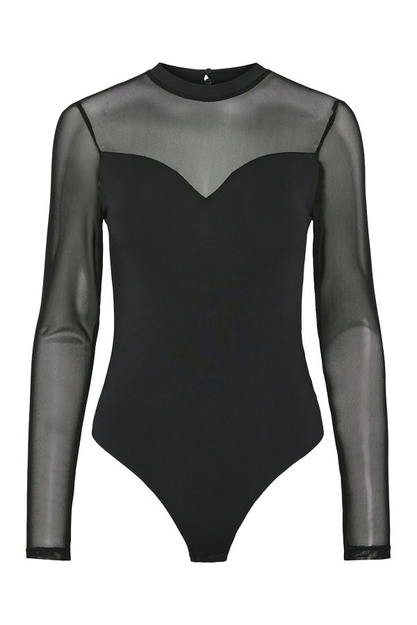 PIECES-Bodystocking Pcmilly Ls Mesh - Noos Design 1