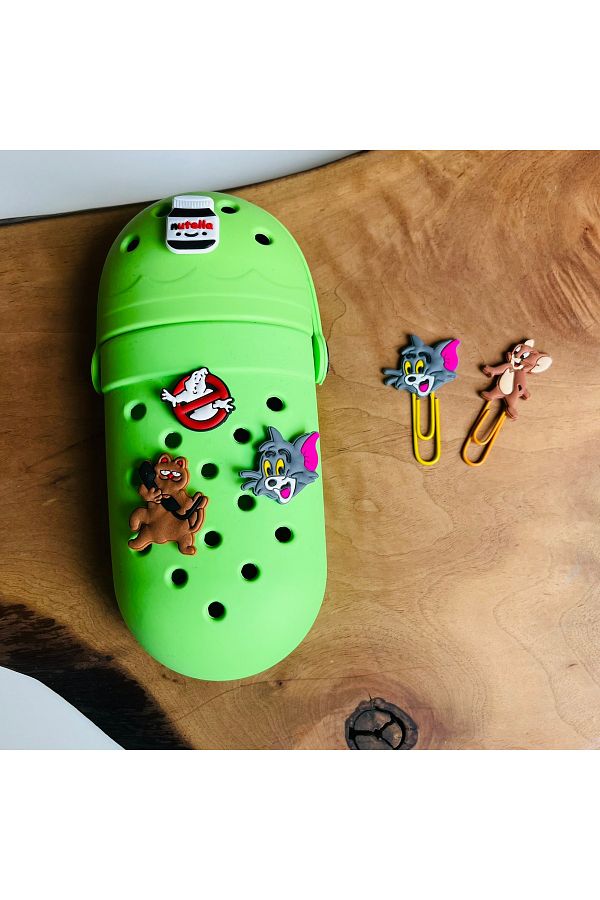 Crocs Green Silicone Crocs Fancy Pencil Case Crocs and Paperclip Set of 6 Trendyol