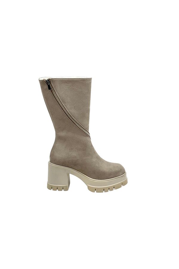 Les Passent-Botine de damă cu platformă din piele intoarsa bej - 9 Cm 1