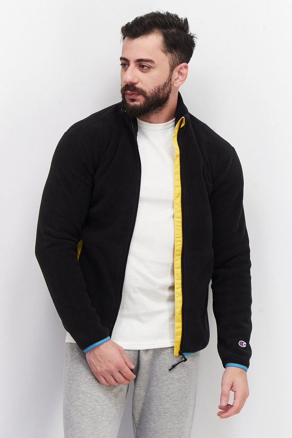 Champion Men Sportswear Fit High Neck Long Sleeve Full Zipper Jacket Black Yellow Trendyol