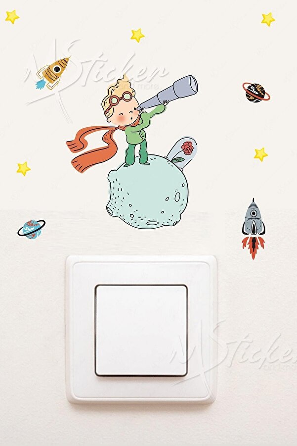 MSticker Küçük Prens Priz Sticker, Çocuk Bebek Odası Duvar Priz Üstü Dolap Kitap Sticker