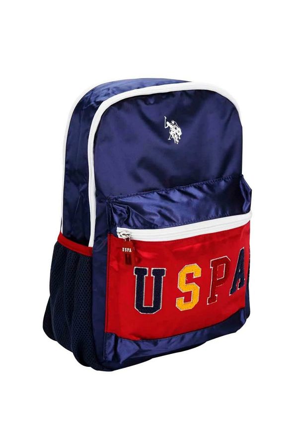 U.S. Polo Assn.-يو اس بولو اسن. PLCAN24264 - حقيبة ظهر مدرسية باللون الأزرق الداكن/الأحمر 1
