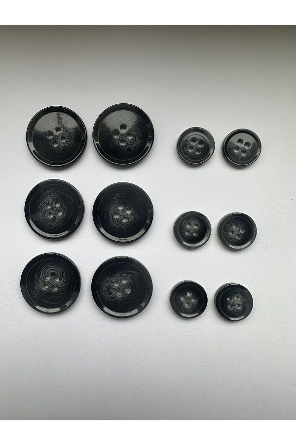 aensia-Black on Gray Marble Marble Pattern Design Button Plain Polyester Button - Pack of 12 (6 Large+6 Small) 1