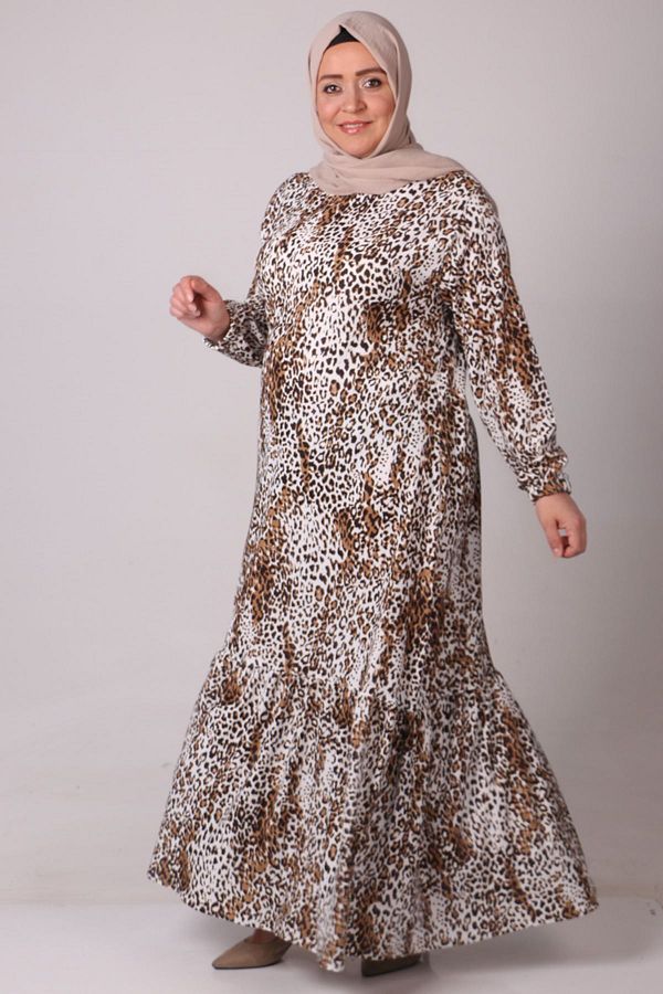 Eslina 32024 Plus Size Ruffle Skirt Leopard Print Wrap Dress Trendyol