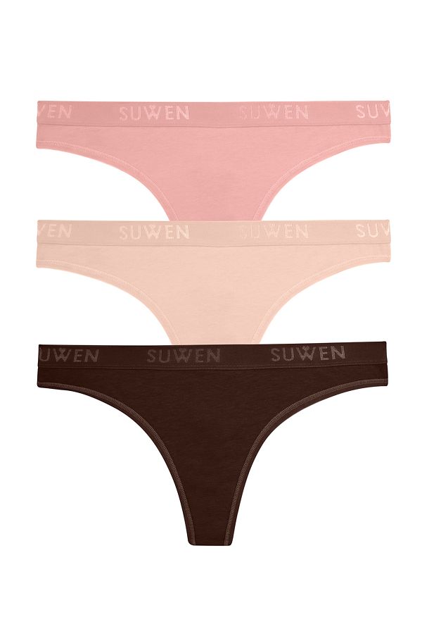 SUWEN-Cotton 3-Piece String Panties Set 1