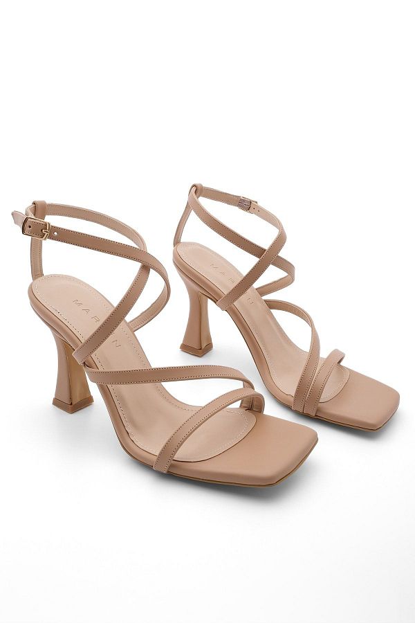 Thick strap heeled sandals top