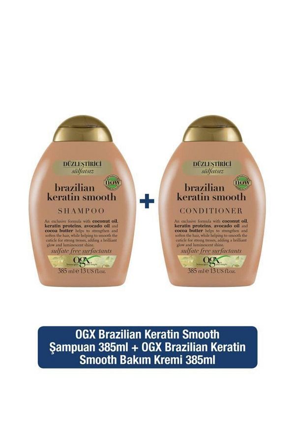 OGX-Brazilian Keratin 385 ml Sulfate-Free Straightening Shampoo and Hair Care Conditioner 1