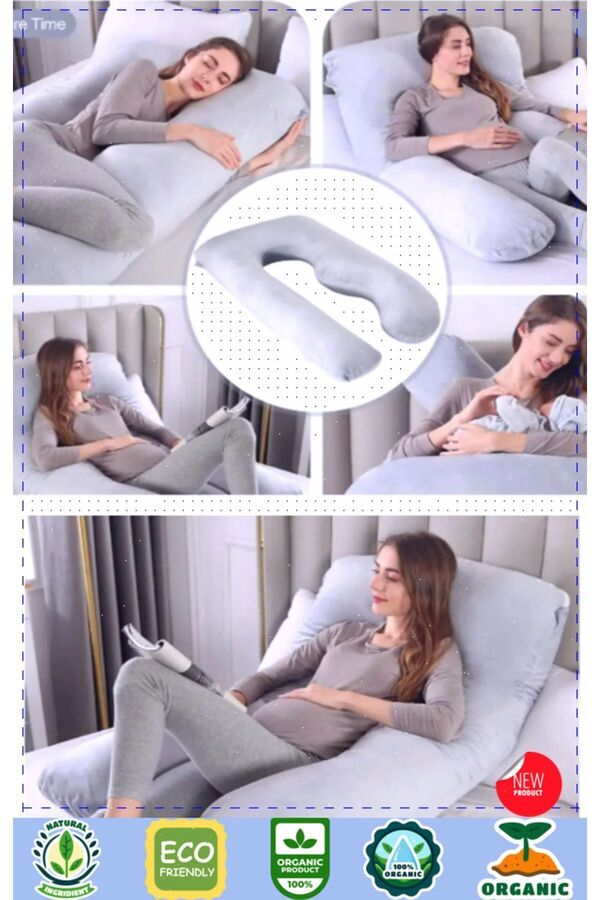 OMZ Baş Boyun Sırt Karın Destekli Çıkarılabilir Kılıflı Hamile Yastığı Hamile Uyku Yastıgi