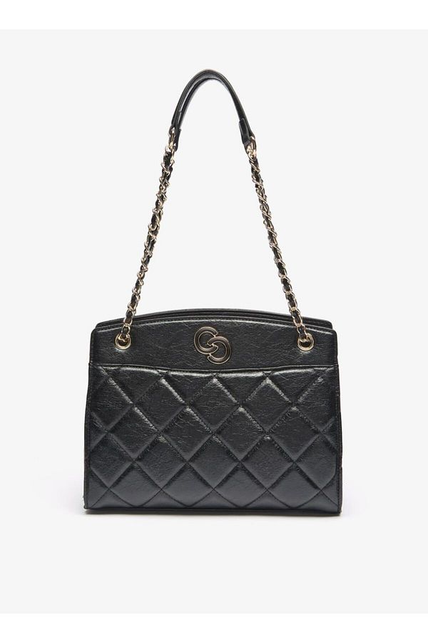 Celeste-Quilted Tote Bag with Chain Accented Strap and Zip Closure 1