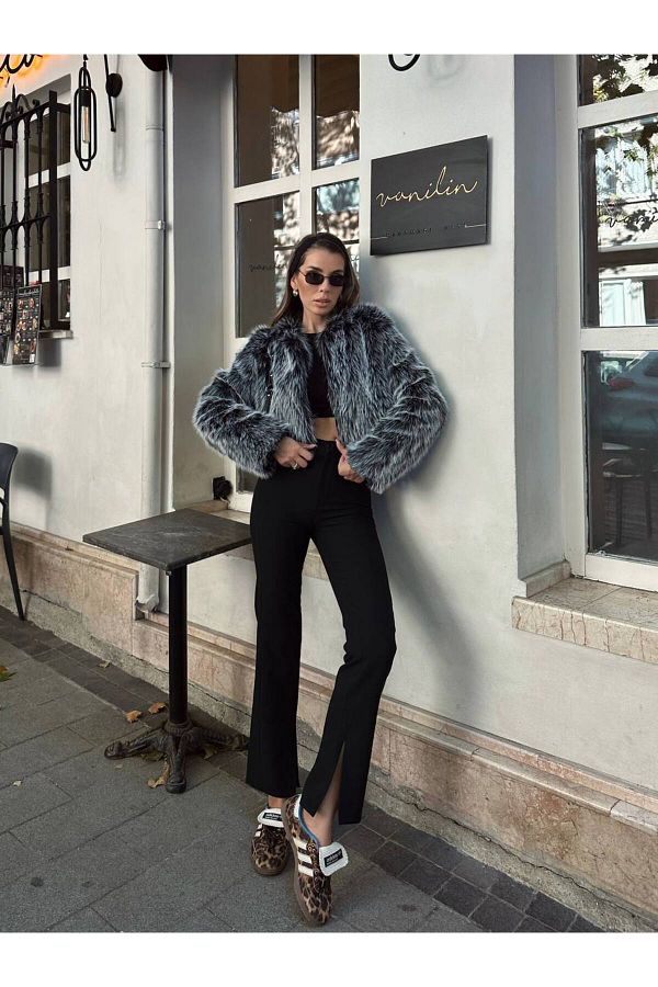 Reflective fur coat sales