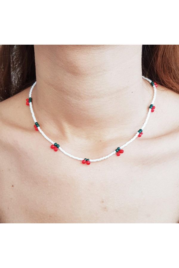 Handmade By HLY Handmade Red Cherry Necklace Trendyol
