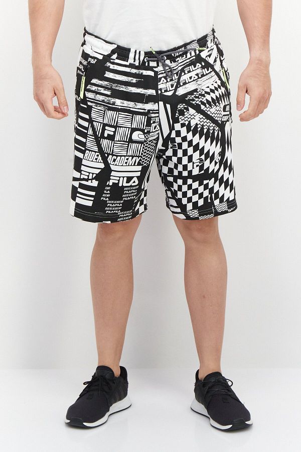 Fila Men Sportswear Fit Allover Print Training Shorts Black White Trendyol