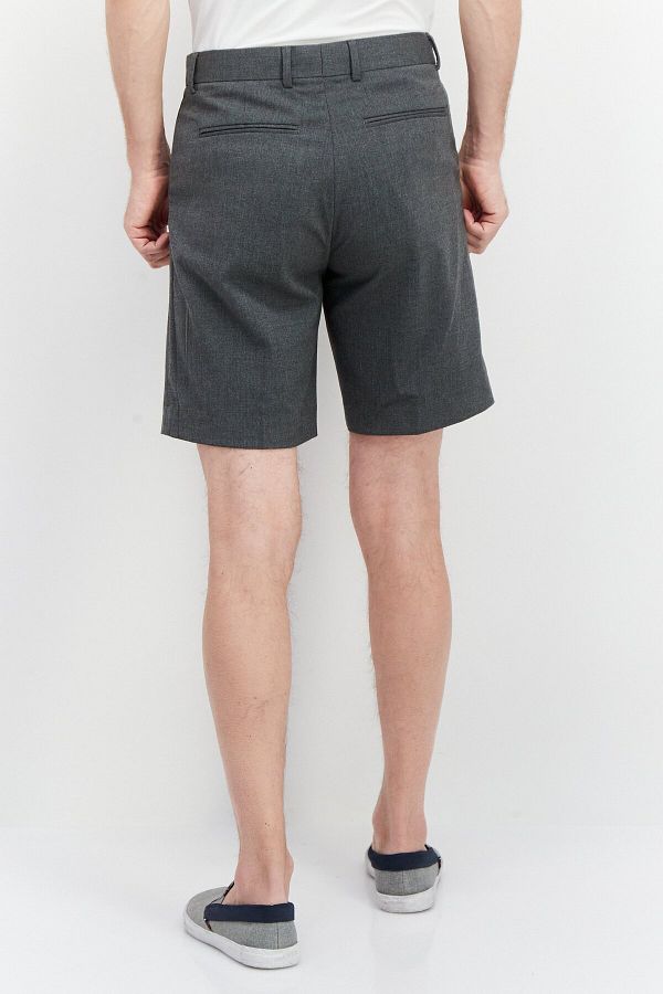 Selected Homme Men Slim Fit Herringbone Basic Shorts Medium Grey Trendyol