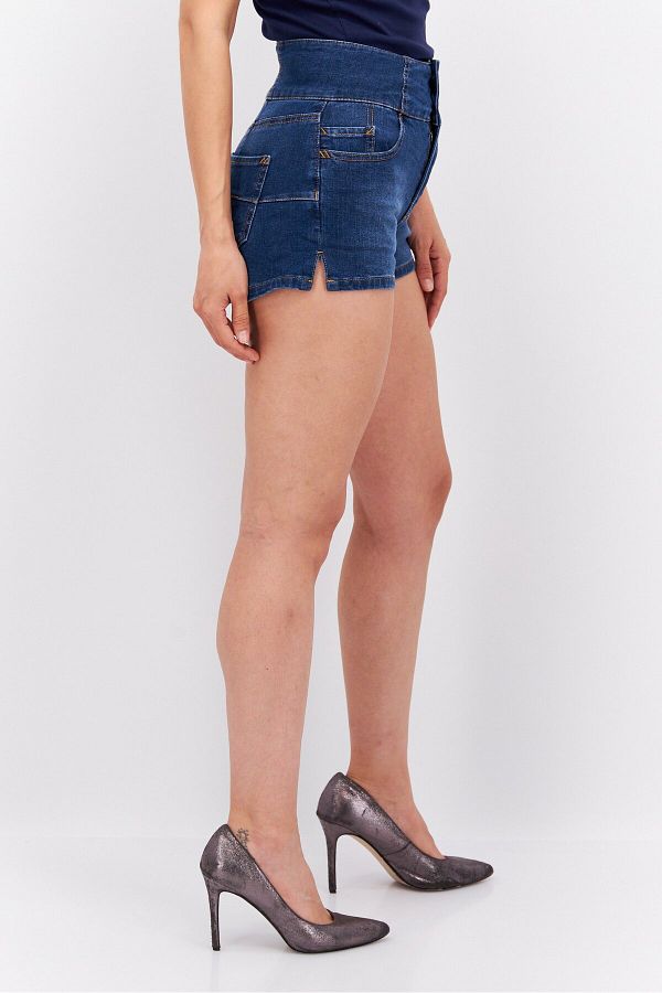 Esprit Women Solid Denim Short Blue Trendyol
