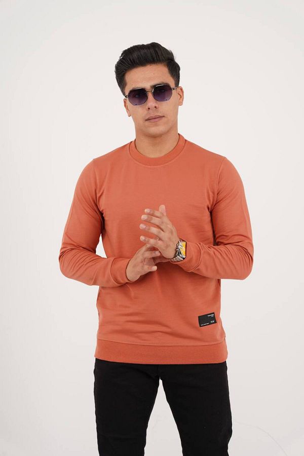 Est Estola Men s Sweatshirt Salmon Color Crew Neck 2 Thread Relaxed Fit Trendyol