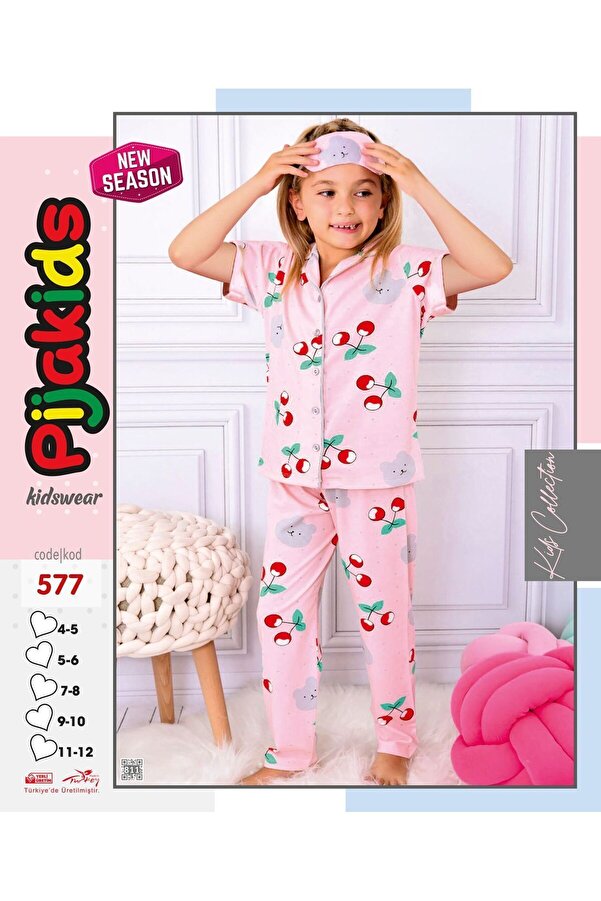 LİLLYPİCCA Kız Çocuk Kirazlı Kısa KoL Pijama Takımı - Beden Tablosu Resimlerde Mevcuttur