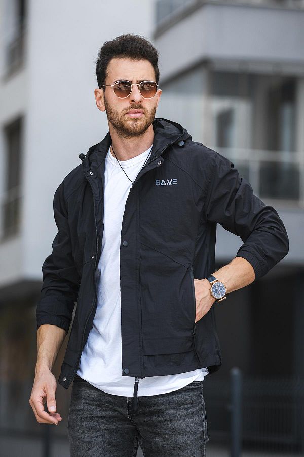 Oksit Men s Slim Fit Seasonal Jacket Save Printed Water Resistant Raincoat Trendyol