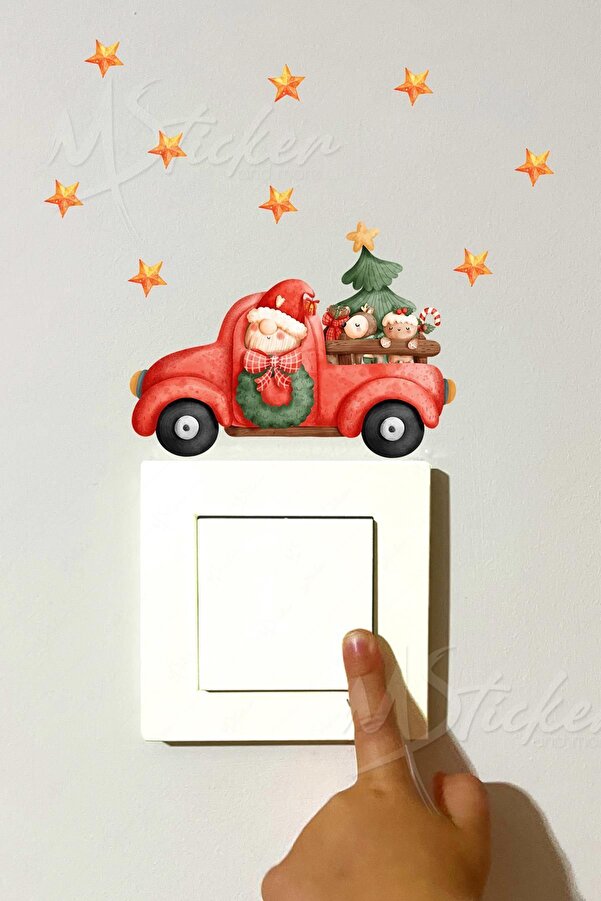 MSticker Yeni Yıl Yılbaşı Kış Konseptli Sticker Yılbaşı Süsü Noel Kış Konseptli Priz Sticker Yılbaşı Süsü