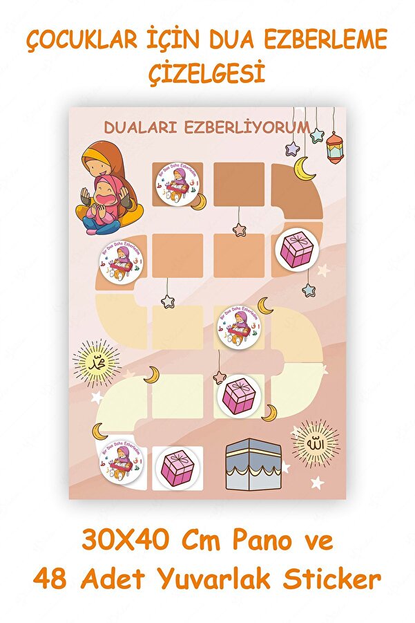 MSticker Dua Ezberleme Çizelgesi Dua Ezberlemenin Eğlenceli Hali Sticker Seti
